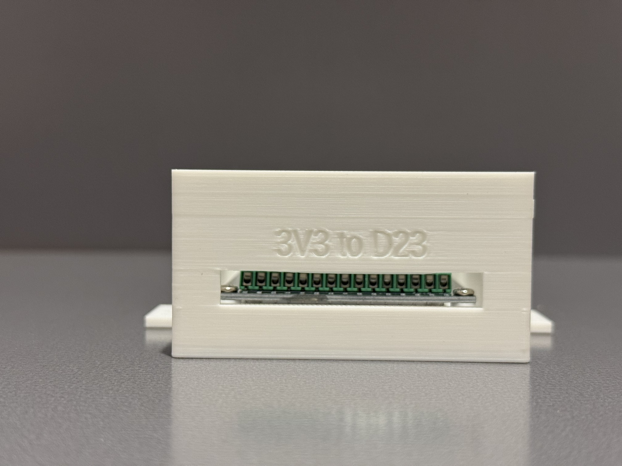 Side detail of the Scout family enclosure showing 3V3 to D23 side